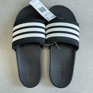 NEW Adidas Adilette Comfort Slides Men's Size 10 Black & White Stripes Unisex